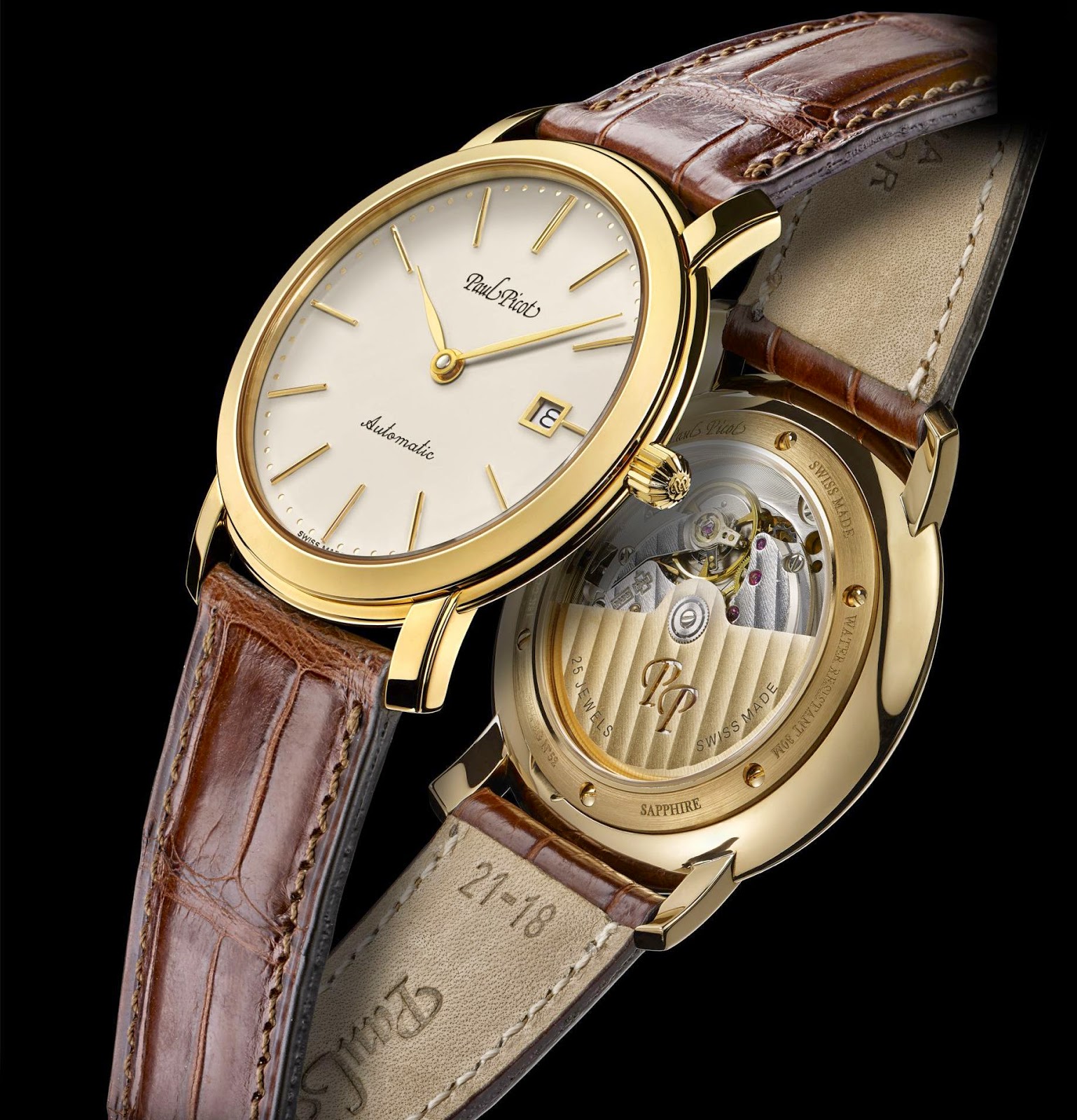Paul Picot Firshire Ronde Extraflat Date Automatic Watch with Base